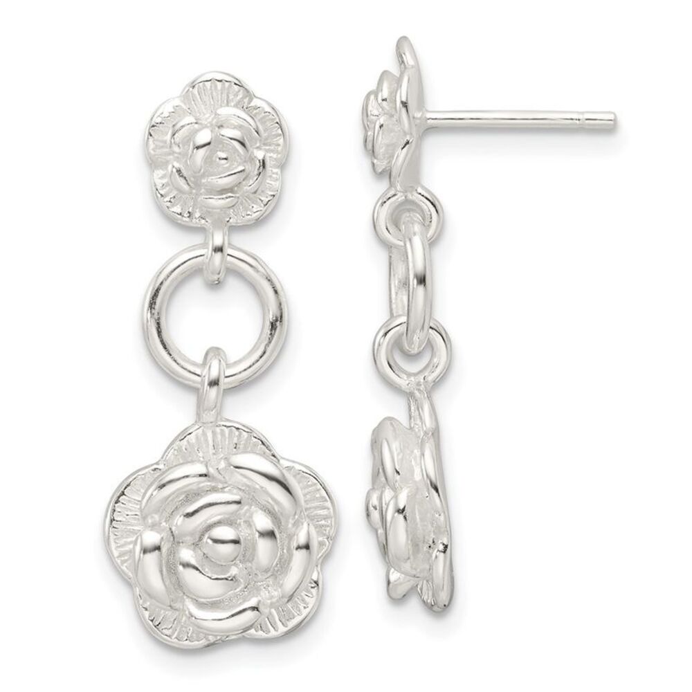Kazi Luxury Sterling Silver E-Coating Rose Dangle… - image 1